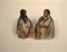 Копия картины "woman of the snake tribe and woman of the cree tribe, plate 33 from volume 1 of &#39;travels in the interior of north america&#39;" художника "бодмер карл"