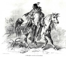 Копия картины "blackfeet warrior on horseback" художника "бодмер карл"