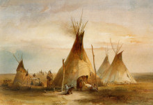 Копия картины "sioux teepee from volume 1 of &#39;travels in the interior of north america&#39;" художника "бодмер карл"