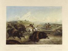 Картина "indians hunting the bison, plate 31 from volume 2 of &#39;travels in the interior of north america&#39;" художника "бодмер карл"