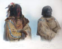 Репродукция картины "mehkskeme-sukahs, blackfoot chief and tatsicki-stomick, piekann chief, plate 45 from volume1 of &#39;travels in the interior of north america&#39;" художника "бодмер карл"