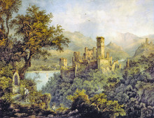 Репродукция картины "stolzenfels castle, in the background lahneck castle" художника "бодмер карл"