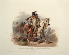 Копия картины "a blackfoot indian on horseback, plate 19 from volume 1 of &#39;travels in the interior of north america&#39;" художника "бодмер карл"