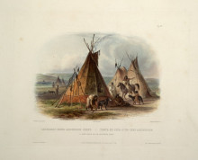 Копия картины "a skin lodge of an assiniboin chief, plate 16 from volume 1 of &#39;travels in the interior of north america&#39;" художника "бодмер карл"