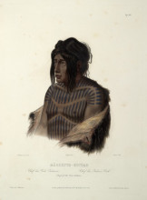 Репродукция картины "mahsette-kuiuab, chief of the cree indians, plate 22 from volume 1 of `travels in the interior of north america&#39;" художника "бодмер карл"