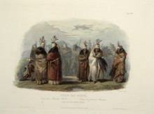 Репродукция картины "ptihn-tak-ochata, dance of the mandan women, plate 28 from volume 1 of &#39;travels in the interior of north america&#39;" художника "бодмер карл"