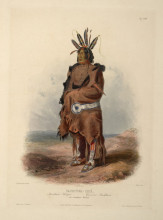 Картина "pachtuwa-chta, an arrikkara warrior, plate 27 from volume 1 of &#39;travels in the interior of north america&#39;" художника "бодмер карл"