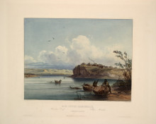 Репродукция картины "a mandan village, plate 16 from volume 1 of &#39;travels in the interior of north america&#39;" художника "бодмер карл"