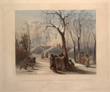 Репродукция картины "winter village of the minatarres" художника "бодмер карл"
