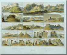 Картина "remarkable hills on the upper missouri, plate 34 from volume 2 of &#39;travels in the interior of north america&#39;" художника "бодмер карл"