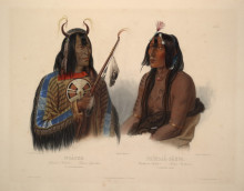 Картина "noapeh, an assiniboin indian and psihdja-sahpa, a yanktonan indian, plate 12 from volume 2 of &#39;travels in the interior of north america&#39;" художника "бодмер карл"