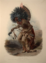 Копия картины "pehriska-ruhpa, minatarre warrior in the costume of the dog dance, plate 23 from volume 2 of &#39;travels in the interior of north america&#39;" художника "бодмер карл"