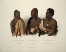 Картина "a missouri indian, an oto indian and the chief of the puncas, plate 7 from &#39;travels in the interior of north america&#39;" художника "бодмер карл"