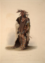 Репродукция картины "wahk-ta-ge-li, a sioux warrior, plate 8 from volume 2 of &#39;travels in the interior of north america&#39;" художника "бодмер карл"