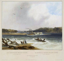 Картина "yellowstone, missouri river steamboat, depicted as aground on" художника "бодмер карл"