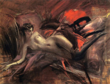 Репродукция картины "reclining nude" художника "болдини джованни"