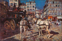 Копия картины "bus on the pigalle place in paris" художника "болдини джованни"
