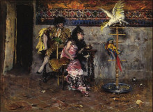 Копия картины "couple in spanish dress with two parrots (el matador)" художника "болдини джованни"