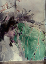 Репродукция картины "female profile" художника "болдини джованни"