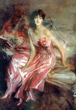 Репродукция картины "lady in rose" художника "болдини джованни"