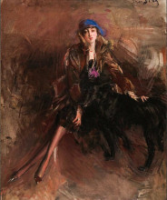 Копия картины "lady with black greyhound" художника "болдини джованни"