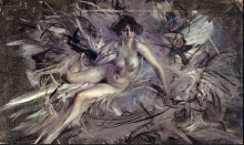 Копия картины "nude of young lady on couch" художника "болдини джованни"