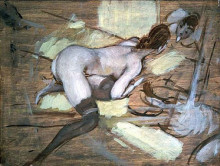 Репродукция картины "nude woman reclining on yellow cushions" художника "болдини джованни"