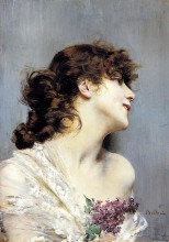 Репродукция картины "profile of a young woman" художника "болдини джованни"