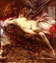 Репродукция картины "reclining nude" художника "болдини джованни"