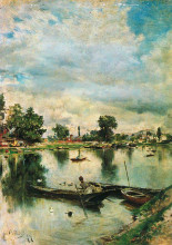 Копия картины "river landscape" художника "болдини джованни"