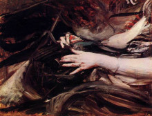Репродукция картины "sewing hands of a woman" художника "болдини джованни"