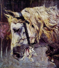 Репродукция картины "the head of a horse" художника "болдини джованни"