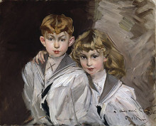 Репродукция картины "the two children" художника "болдини джованни"