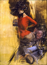 Копия картины "lady in red coat" художника "болдини джованни"