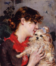 Репродукция картины "the actress rejane and her dog" художника "болдини джованни"