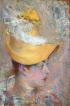 Репродукция картины "head of a lady with yellow sleeve" художника "болдини джованни"