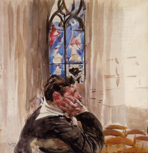 Копия картины "portrait of a man in church" художника "болдини джованни"