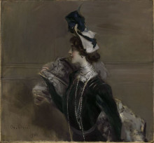 Репродукция картины "portrait of mme. lina cavalieri" художника "болдини джованни"