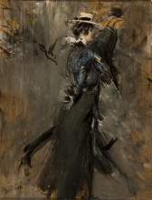 Репродукция картины "lady wearing a straw bonnet (morning promenade)" художника "болдини джованни"