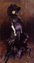 Картина "portrait of the marchesa luisa casati with a greyhound" художника "болдини джованни"