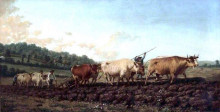 Копия картины "ploughing in the nivernais, france" художника "бонёр роза"