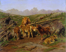 Репродукция картины "weaning the calves" художника "бонёр роза"