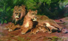 Репродукция картины "the lion at home" художника "бонёр роза"