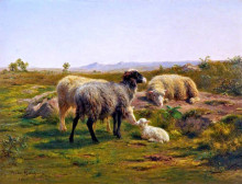 Репродукция картины "sheep and a lamb" художника "бонёр роза"