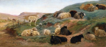 Копия картины "sheep in a mountainous landscape" художника "бонёр роза"
