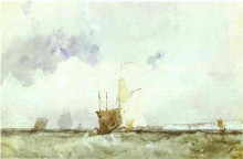 Картина "vessels in a choppy sea" художника "бонингтон ричард паркс"