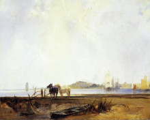 Репродукция картины "landscape near quilleboeuf" художника "бонингтон ричард паркс"