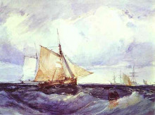 Картина "a cutter and other ships in a strong breeze" художника "бонингтон ричард паркс"