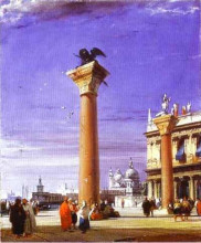 Репродукция картины "st. mark&#39;s column in venice" художника "бонингтон ричард паркс"