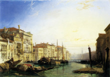 Репродукция картины "venice grand canal, sunset" художника "бонингтон ричард паркс"